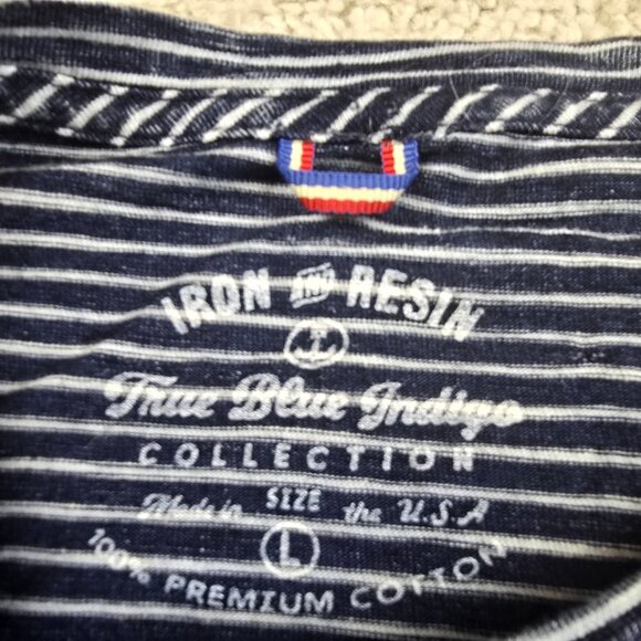 Iron Resin Shirt Men Size Large L Heavy Premium Cotton Pocket Short Sleeve Blue - Picture 6 of 8